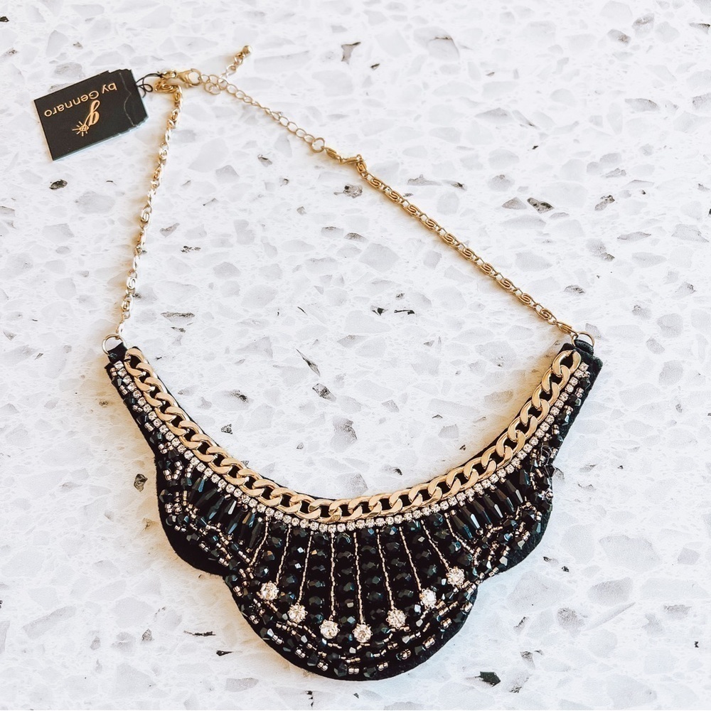 G by Gennaro Women's Gold/Black Bib Necklace NEW